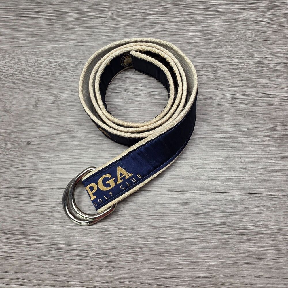 Vintage PGA Golf Club D-Ring Belt Size Small Blue Canvas Made In USA YRI Webbing